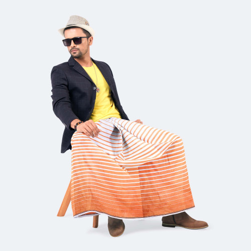 Men's White & Salmon color Check  Somman