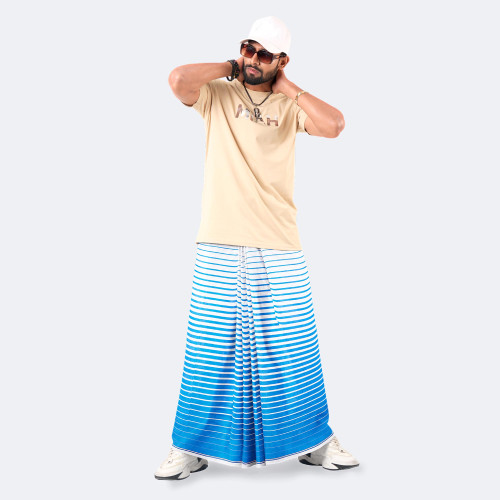 White & light blue Check Lungi  Somman