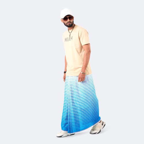 White & light blue Check Lungi  Somman