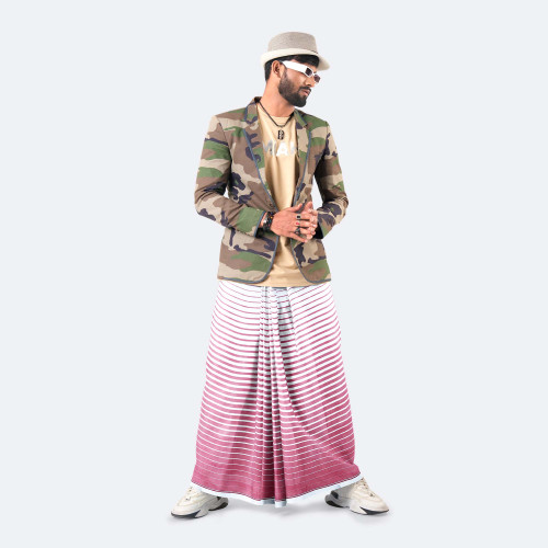 Rose pink & White Check Lungi  Somman