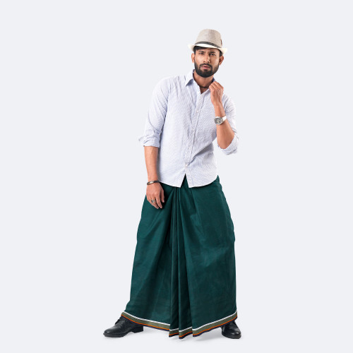 Men's Green Solid Lungi -  Somman | MIAH