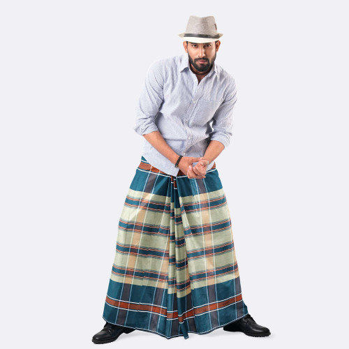 Calm Teal Check Lungi - Style