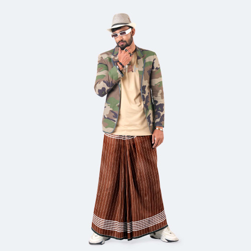 Chocolate Color Stripe Cotton Lungi - Uccha Bilash