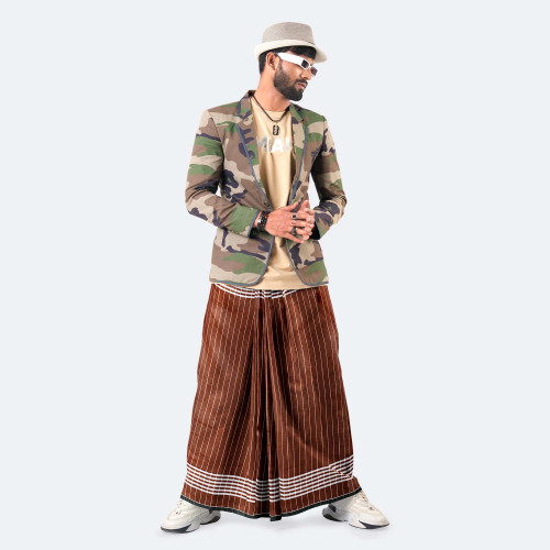 Chocolate Color Stripe Cotton Lungi - Uccha Bilash