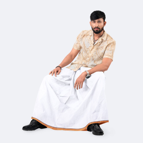 Men's White Color Solid Lungi - Uttirno