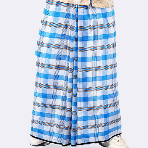 White Sky Blue Check Lungi - Saz Bilash | MIAH