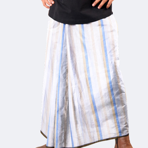 Off White Sky Blue Stripe Lungi - Saz Bilash | MIAH
