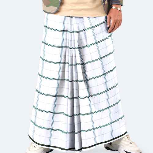 Forest Grid White Check Lungi - Saz Bilash | MIAH
