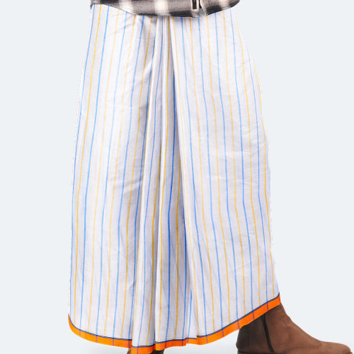 White Summer Breeze Stripe Lungi - Saz Bilash | MIAH