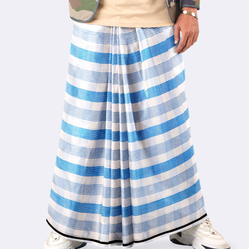 Classic Blue Check Lungi - Saz Bilash | MIAH