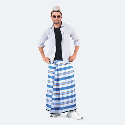 Sky Blue Stripe Lungi - Saz Bilash | MIAH