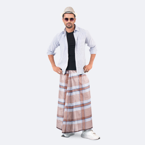 Soothing Beige Check Lungi – Showkhin | MIAH