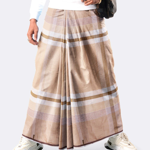 Natural Beige Check Lungi – Showkhin | MIAH