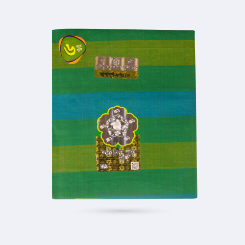 Men’s Green & Blue Striped Cotton Lungi - Ashapurno