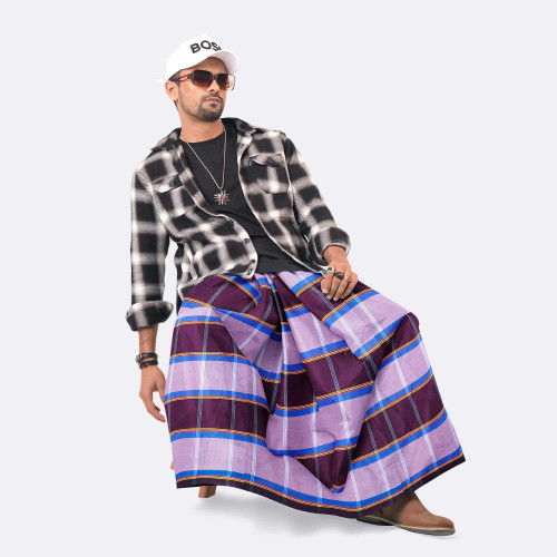 Men’s Multicolor Checked Cotton Lungi - Ashapurno