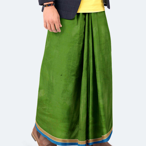 Men’s Classic Solid Green Cotton Lungi - Ashapurno