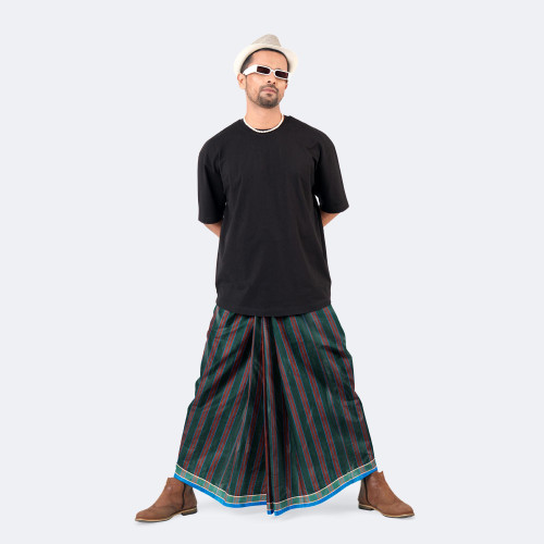 Men's Lungi Stripe & Check - Soft & Durable 100% Cotton - Showkhin