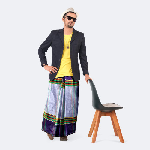 Men's Stripe Check Lungi - Aontorik