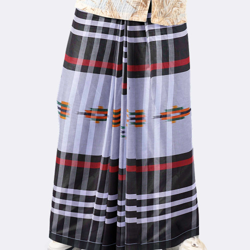 Classic Grey & Black Checkered Cotton Lungi - Crown