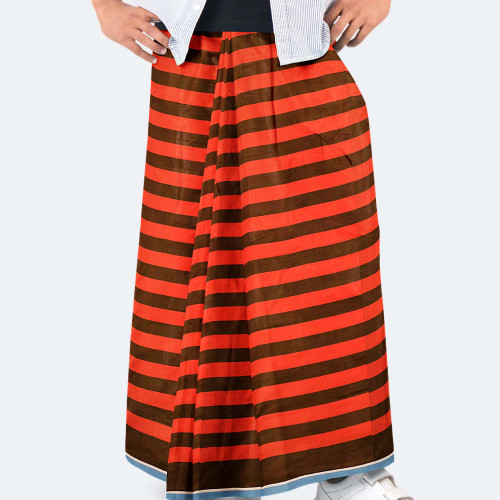 Burnt Orange & Deep Brown 100% Cotton Lungi - Crown