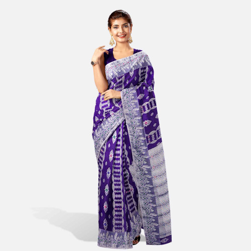 Deep Purple color Half Silk Saree