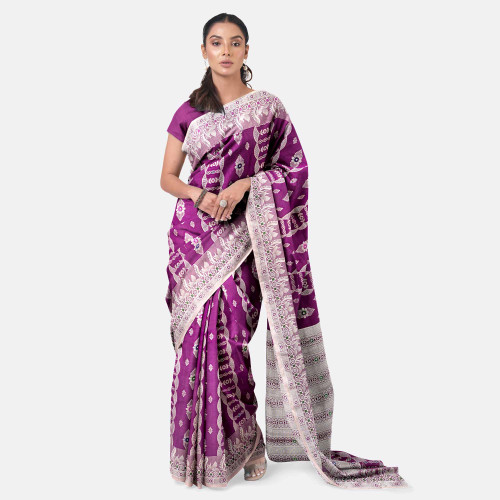 Rich Fuchsia color Half Silk Saree