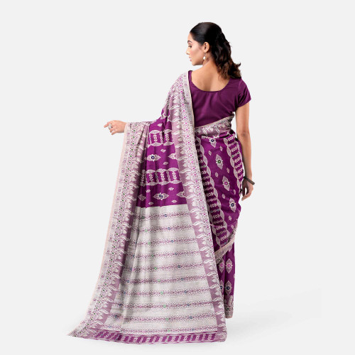 Rich Fuchsia color Half Silk Saree