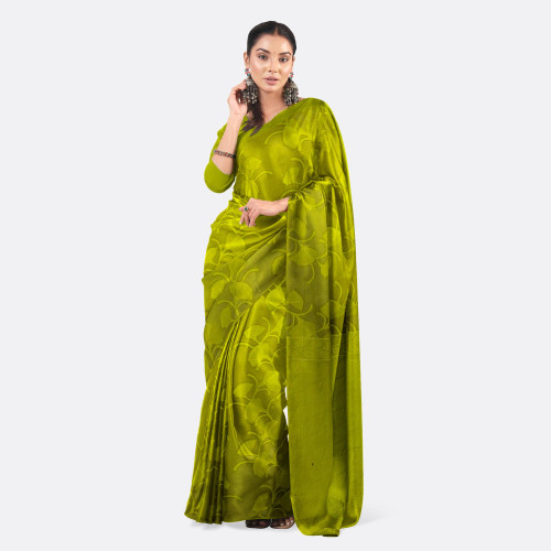 Dark Olive Green Half Silk Saree