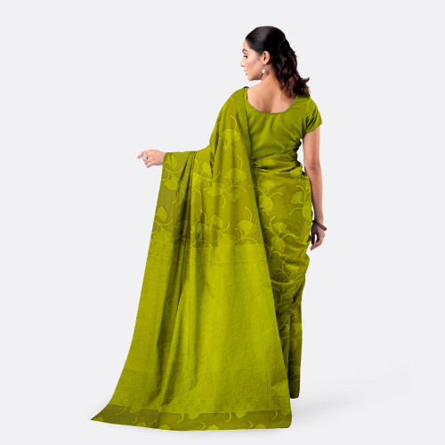 Dark Olive Green Half Silk Saree