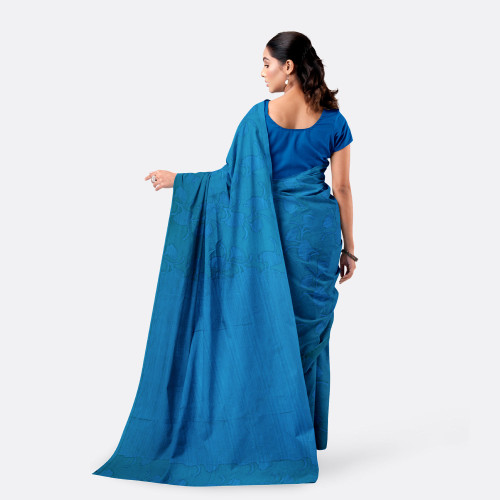 Deep Azure Blue Half Silk Saree