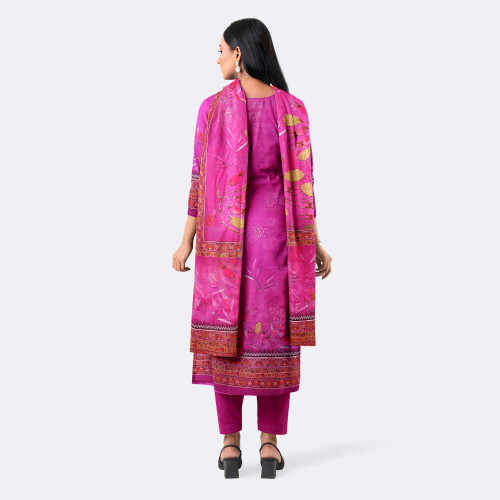 Magenta Luxury Digital Print Cotton Salwar Kameez
