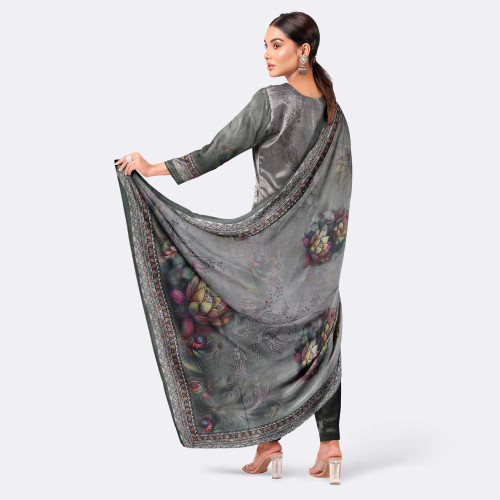 Warm Gray Premium Cotton Salwar Kameez Digital Print