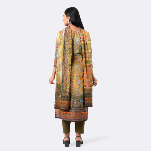 Olive Green Digital Print Premium Cotton Salwar Kameez