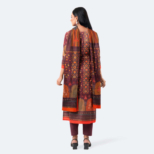 Maroon Digital Print Cotton Salwar Kameez