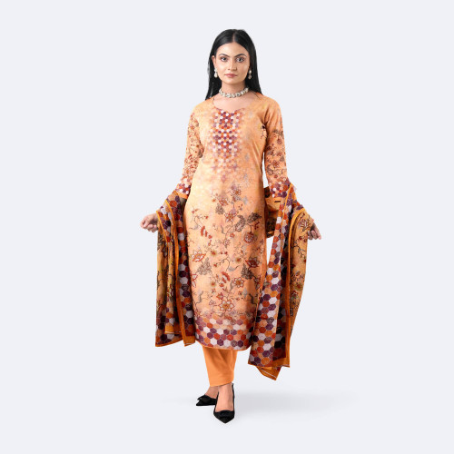 Soft Coral Digital Print Cotton Salwar Kameez